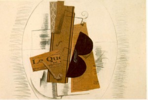 Oil braque, georges Painting - Violin and Pipe,Le Quotidien  1913 by Braque, Georges