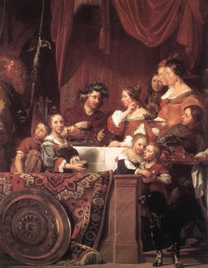 Oil bray, jan de Painting - The de Bray Family (The Banquet of Antony and Cleopatra)  1669 by Bray, Jan de