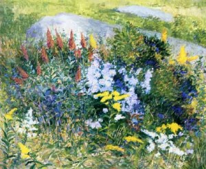 Oil Painting - Rock Garden at Giverny 1887 by Breck, John Leslie