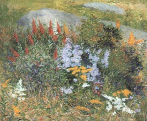 Oil giverny Painting - Rock Garden at Giverny, 1897 by Breck, John Leslie