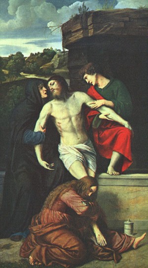 Oil Painting - Pieta, 1520s by Brescia, Moretto da