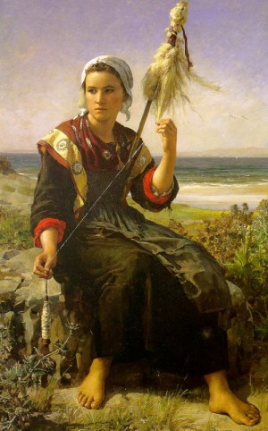 Oil Painting - Brittany Girl, 1872 by Breton, Jules