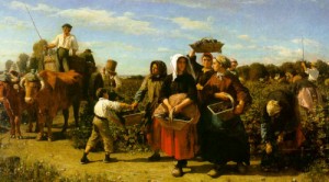 Oil Painting - The Vintage at the Chateau Lagrange, 1864 by Breton, Jules