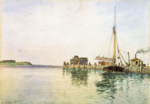 Oil Painting - Harbor, late 1880s by Bricher, Alfred Thompson