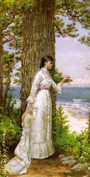 Oil Painting - Under the Seaside Tree, gouache. by Bricher, Alfred Thompson