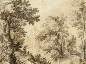 Oil Painting - A Forest Pool  1595-1600 by Bril, Paul