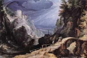 Oil Painting - Mountain Scene  - c. 1599 by Bril, Paul