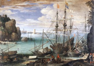 Oil Painting - View of a Port  c. 1607 by Bril, Paul