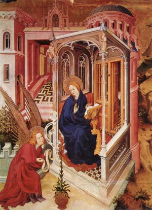 Oil Painting - The Annunciation  1393-99 by Broederlam, Melchoir