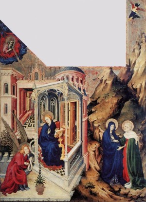 Oil annunciation Painting - The Annunciation and the Visitation  1393-99 by Broederlam, Melchoir