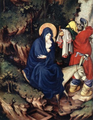 Oil Painting - The Flight into Egypt  1393-99 by Broederlam, Melchoir