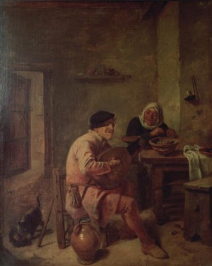 Oil Painting - An Interior with Figures by Brouwer, Adriaen