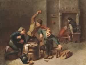 Oil Painting - Brawling Peasants by Brouwer, Adriaen