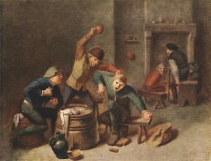 Oil Painting - Brawling Peasants  - Oak by Brouwer, Adriaen