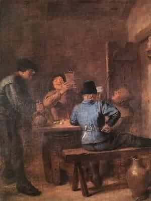 Oil Painting - In The Tavern by Brouwer, Adriaen