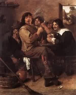 Oil Painting - Smoking Men 1637 by Brouwer, Adriaen