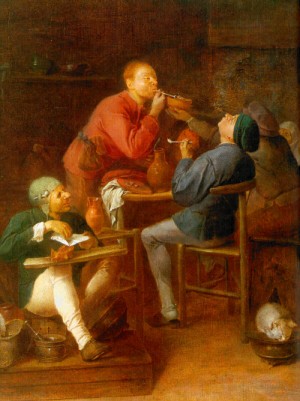 Oil Painting - The Smokers (The Peasants of Moerdijk), 1627-30 by Brouwer, Adriaen