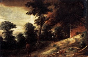 Oil Painting - Twilight Landscape 1633-37 by Brouwer, Adriaen