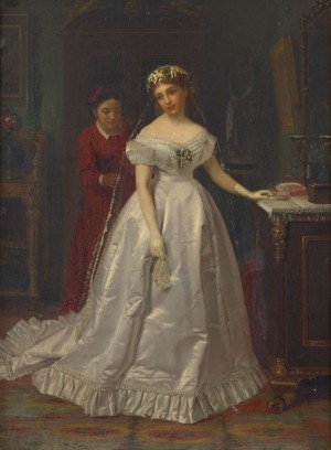 Oil brown, john george Painting - The Reluctant Bride, 1869 by Brown, John George
