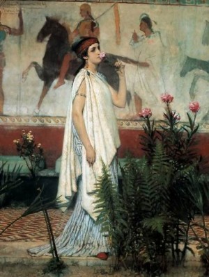 Oil woman Painting - A Greek woman by Alma-Tadema, Sir Lawrence