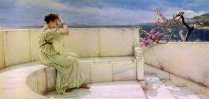 Oil alma-tadema, sir lawrence Painting - Expectations 1885 by Alma-Tadema, Sir Lawrence