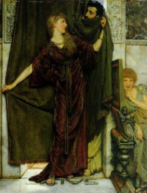 Oil alma-tadema, sir lawrence Painting - Not at home by Alma-Tadema, Sir Lawrence