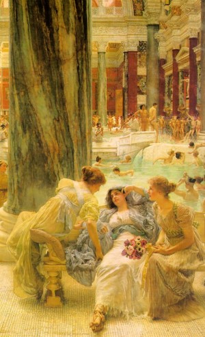 Oil the Painting - The Baths of Caracalla 1899 by Alma-Tadema, Sir Lawrence