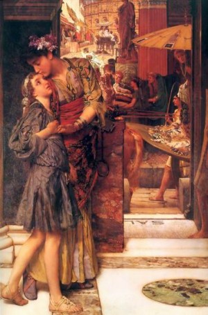 Oil the Painting - The Parting Kiss by Alma-Tadema, Sir Lawrence