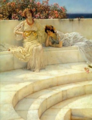 Oil the Painting - Under the roof of blue Ionian weather detail by Alma-Tadema, Sir Lawrence