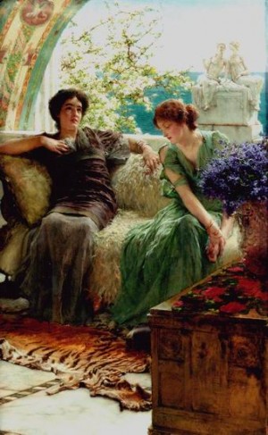 Oil alma-tadema, sir lawrence Painting - Unwelcome Confidences by Alma-Tadema, Sir Lawrence