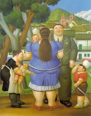 Oil botero,fernando Painting - A family 1996 by Botero,Fernando