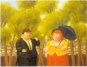 Oil woman Painting - A man and a woman 1989 by Botero,Fernando