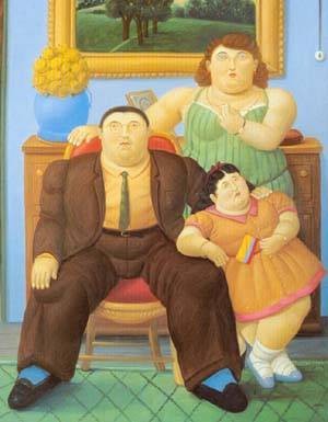 Oil botero,fernando Painting - Colombian family 1999 by Botero,Fernando