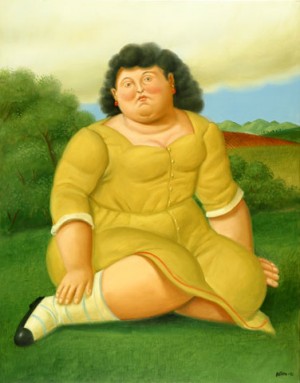 Oil botero,fernando Painting - Femme devant un paysage by Botero,Fernando