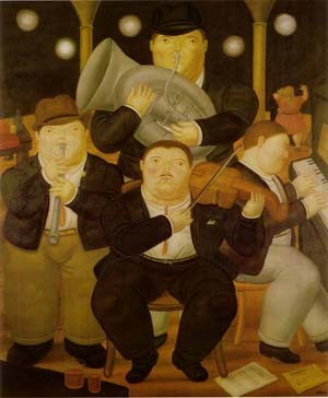 Oil botero,fernando Painting - Four musicians by Botero,Fernando
