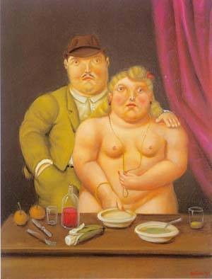 Oil botero,fernando Painting - Man and woman 1996 by Botero,Fernando