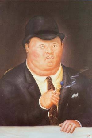 Oil botero,fernando Painting - Man smoking 1973 by Botero,Fernando