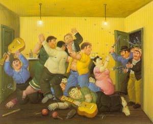 Oil corner Painting - Massacre on the best corner 1997 by Botero,Fernando