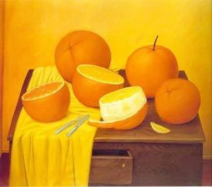 Oil botero,fernando Painting - Oranges 1989 by Botero,Fernando