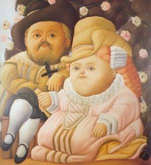 Oil botero,fernando Painting - Rubens and his wife 1965 by Botero,Fernando