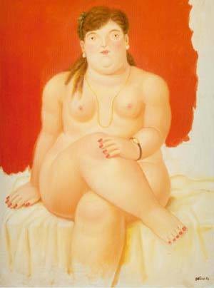 Oil woman Painting - Seated woman 1994 by Botero,Fernando