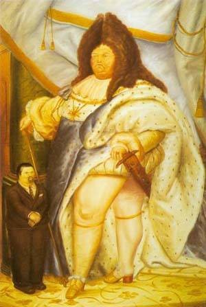 Oil portrait Painting - Self portrait with louis XIV 1973 by Botero,Fernando