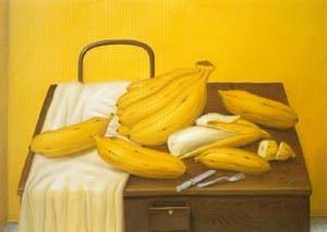 Oil botero,fernando Painting - Still life with bananas 1990 by Botero,Fernando