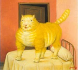 Oil botero,fernando Painting - The cat 1994 by Botero,Fernando