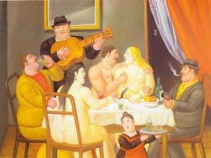 Oil botero,fernando Painting - The dinner 1994 by Botero,Fernando