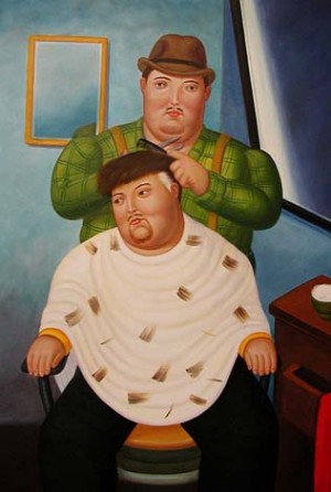 Oil botero,fernando Painting - The Haircut Botero by Botero,Fernando