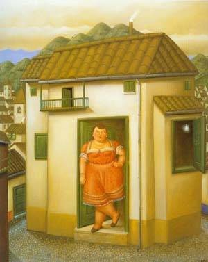 Oil botero,fernando Painting - The house 1995 by Botero,Fernando