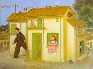 Oil botero,fernando Painting - The house 1995 by Botero,Fernando