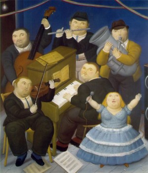 Oil botero,fernando Painting - The Musicians 1991 by Botero,Fernando