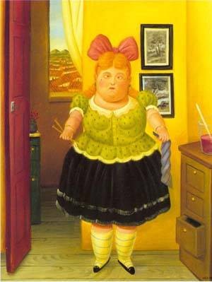 Oil botero,fernando Painting - The seamstress 1990 by Botero,Fernando
